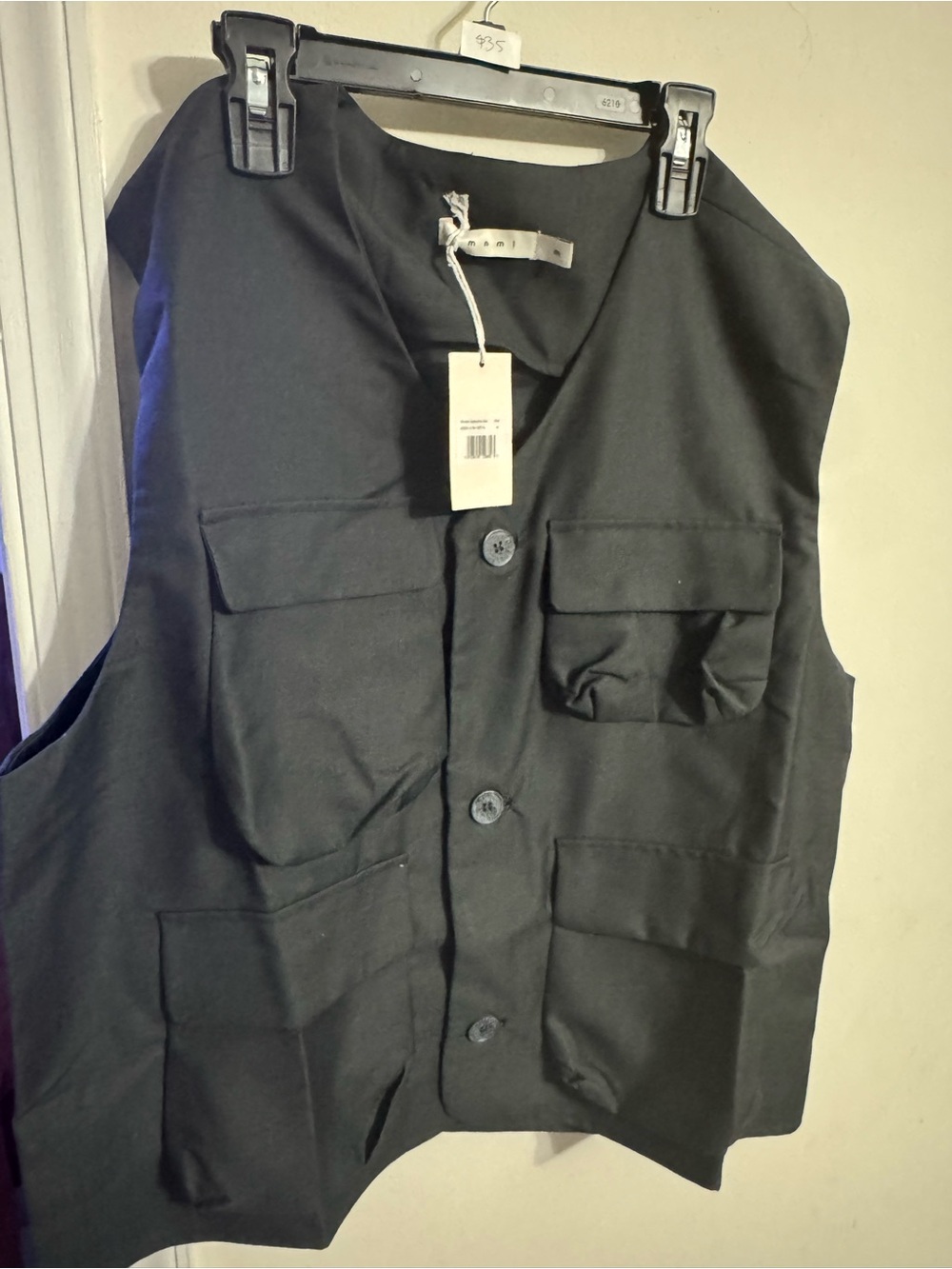MNML Black Utility Vest with Front Flap Pockets